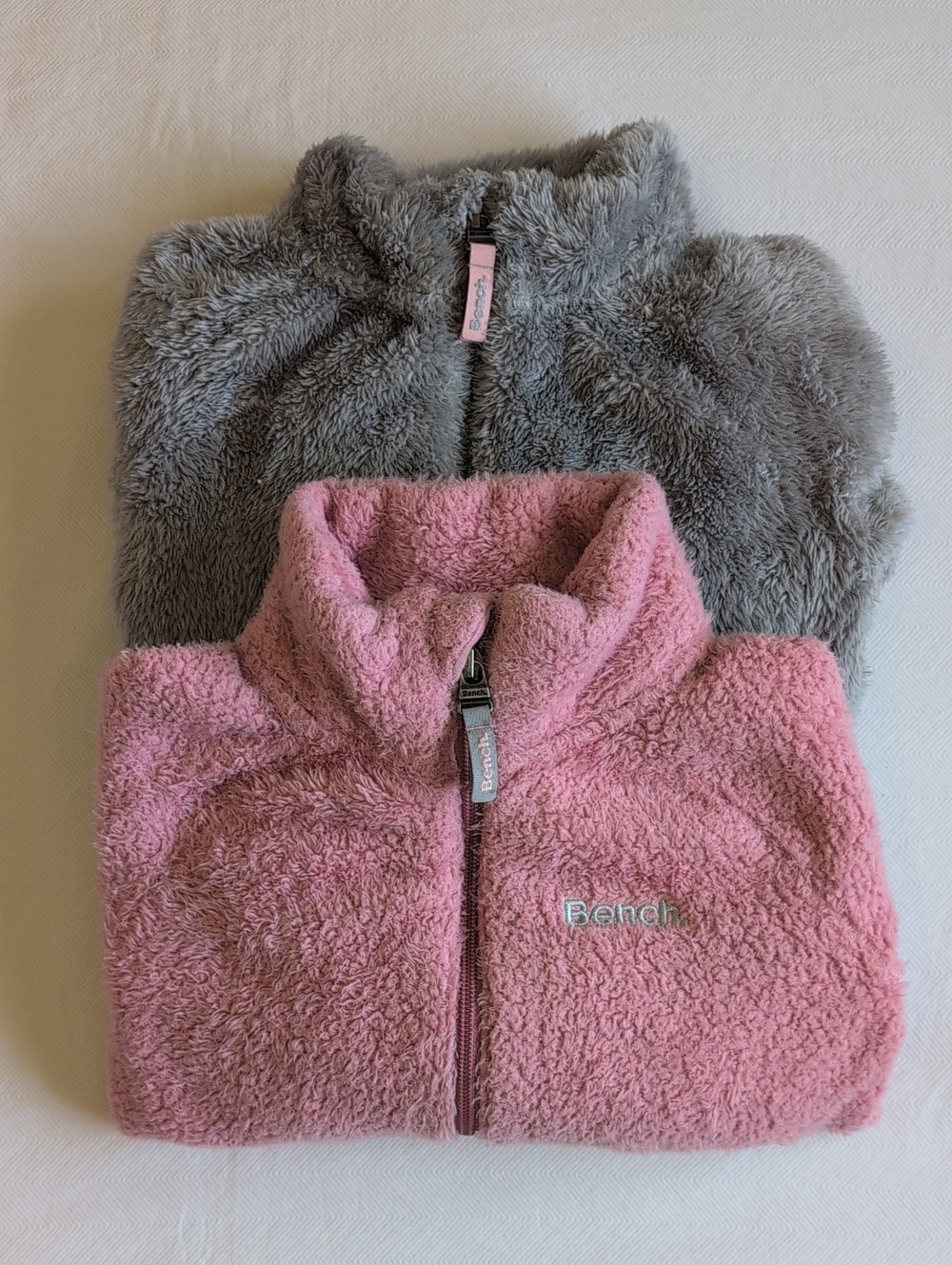 Bench Girls Teddy Fleece Full Zip Up Jacket Outerwear Bundle 2 Pack Pink Grey 6